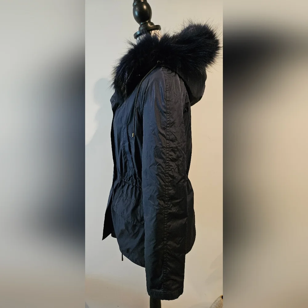 ⭐️ Army Yves Salomon genuine fur lined navy blue parka size 32 - Picture 5 of 16